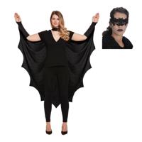 Verkleed vleugels en masker vleermuis - zwart - dierenpak - dames - Halloween outfit
