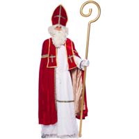 Compleet Sinterklaas kostuum - rood - met mijter en pruik/baard - verkleedkleding - thumbnail