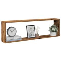 Wandschappen kubus 4 st 100x15x30 cm bewerkt hout oud hout Wandschappen kubus 4 st 100x15x30 cm bewerkt hout oud hout