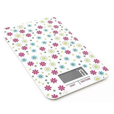 Pebbly keukenweegschaal led 23 x 15 cm aluminium wit