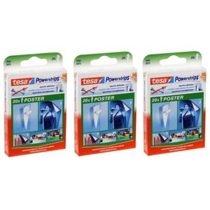 Tesa Powerstrips ophang gummetjes - 60x stuks - zelfklevend - poster strips