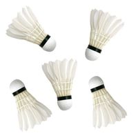Set van 5x stuks badminton shuttles met veertjes wit 9 x 6 cm - Veren shuttles om mee te badmintonnen - thumbnail