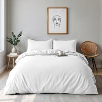 Dekbedovertrek Percale Katoen Uni - Tweepersoons (200x200 cm) - Wit Percale katoen - Dessin: Effen - Dreamhouse - Dekbed-Discounter.nl
