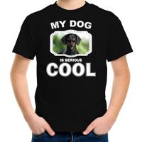 Coole teckel honden t-shirt my dog is serious cool zwart voor kinderen - thumbnail