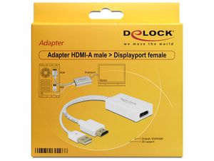 DeLOCK 62496 video kabel adapter 0,245 m HDMI-A, USB-A Displayport Wit