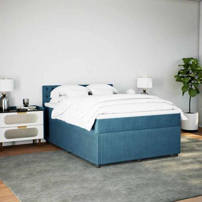 Boxspring met matras fluweel blauw 140x190 cm