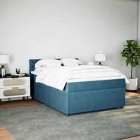 Boxspring met matras fluweel blauw 140x190 cm