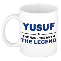 Naam cadeau mok/ beker Yusuf The man, The myth the legend 300 ml - Naam mokken