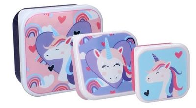Prêt snackboxset eenhoorn meisjes roze/paars/blauw 3 stuks Prêt snackboxset eenhoorn meisjes roze/paars/blauw 3 stuks