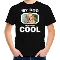 Golden retriever honden t-shirt my dog is serious cool zwart voor kinderen - thumbnail