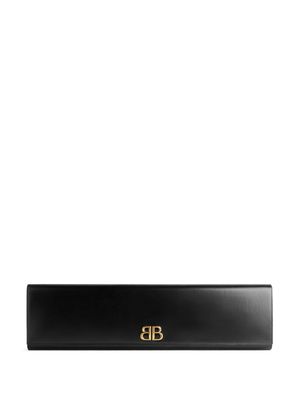 Balenciaga pochette en cuir à plaque logo BB - Noir