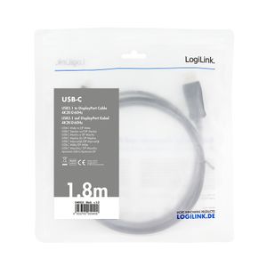 LogiLink UA0335 USB-C-displaykabel USB-C / DisplayPort Adapterkabel USB-C stekker, DisplayPort-stekker 1.80 m Zwart