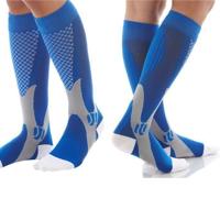 3 paar compressie sokken outdoor sport mannen vrouwen kalf Shin been running grootte: L/XL (blauw)