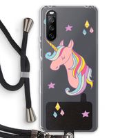 Roze eenhoorn: Sony Sony Xperia 10 III Transparant Hoesje met koord