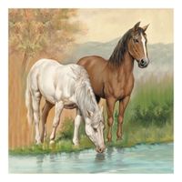 20x Paardendecoratie servetten 33 x 33 cm bruin/wit paarden print - thumbnail