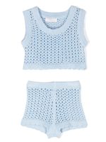 Monnalisa ensemble short en maille ajourée - Bleu - thumbnail