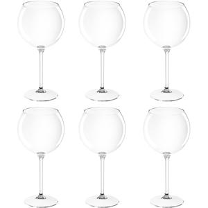 Rode wijn/gin tonic glas - Set van 6x stuks - 650 ml - transparant - onbreekbaar kunststof - ballon