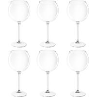 Rode wijn/gin tonic glas - Set van 6x stuks - 650 ml - transparant - onbreekbaar kunststof - ballon
