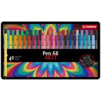 Viltstift STABILO Pen 68/40 Arty medium assorti blik à 40 stuks