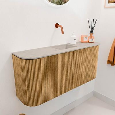Toiletmeubel Mondiaz Joya Dlux | 93.2 cm | Meubelkleur Oak | Faye wastafel Opalo Wasbak Midden | Zonder kraangat(en)