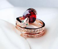 Vintage kronkelige edelsteen ring Zirkoon Rose gouden ring Ringmaat: 8 (rood)