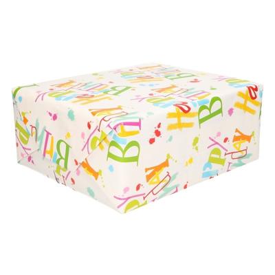 Inpakpapier/cadeaupapier Happy Birthday - 200 x 70 cm - op rol - Kadopapier