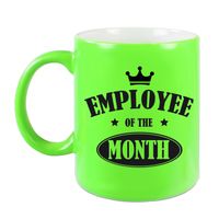 1x stuks collega cadeau mok / beker neon groen employee of the month - thumbnail