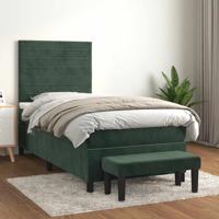 Boxspring met matras fluweel donkergroen 90x190 cm