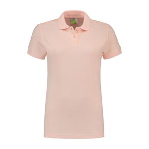 Dames basic poloshirt - lichtroze - korte mouw - getailleerd - katoen