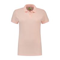 Dames basic poloshirt - lichtroze - korte mouw - getailleerd - katoen - thumbnail