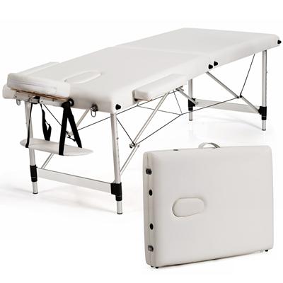 185cm PVC Lederen Opvouwbare Massagetafel Draagbaar Massagebed 2-Laags In Hoogte Verstelbaar Afneembare Hoofdsteun/Armleuningen