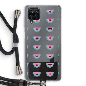 Smiley watermeloenprint: Samsung Galaxy A12 Transparant Hoesje met koord