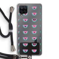 Smiley watermeloenprint: Samsung Galaxy A12 Transparant Hoesje met koord