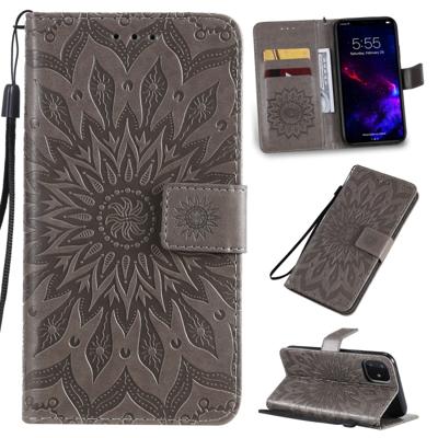 Gedrukt afdrukken zonnebloem patroon horizontale Flip PU lederen case voor iPhone 11 met houder & kaartsleuven & portemonnee & Lanyard