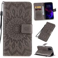Gedrukt afdrukken zonnebloem patroon horizontale Flip PU lederen case voor iPhone 11 met houder & kaartsleuven & portemonnee & Lanyard