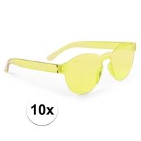 10x Gele verkleed zonnebril voor volwassenen - thumbnail