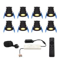 Set van 8 12V 3W - Mini LED Inbouwspot - Zwart - Dimbaar - Verzonken - Verandaverlichting - IP65 voor buiten - 2700K - Warm wit