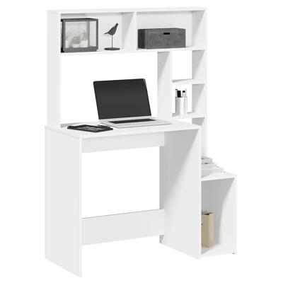 Bureau met schappen 100x45x140 cm bewerkt hout wit