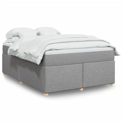 Boxspring met matras stof lichtgrijs 140x200 cm