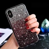 TPU + epoxy Flash Diamond Tri-Color Gradient telefoon beschermende case voor iPhone XS/X (gradiënt paars)