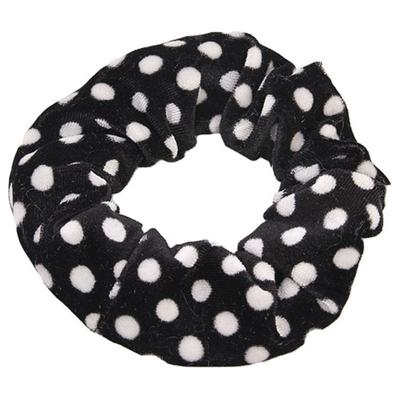 2 PC'S Velvet Leopard haar ring goud fluweel hoofdband Flanel haar band hairball haar Pocket bloem (zwart-wit stippen)