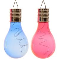 2x Buiten/tuin LED blauw/rood peertjes solar verlichting 14 cm