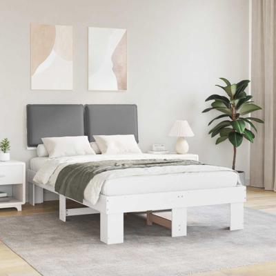 Bedframe met Gevoerd Hoofdgedeelte Lichtgrijs 120 x 200 cm