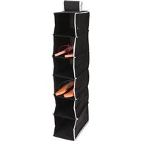 Hangende kast organizer - zwart - met 6 vakken - 15 x 30 x 84 cm