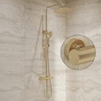 Regendouche set SaniClear Evolution Stripes | Opbouw | 30 cm | Mengkraan | Incl.Handdoucheset | Geborsteld messing - mat goud