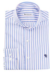 BERGAMO - blauw strepen twill overhemd - CELON 1