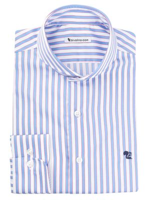 BERGAMO - blauw strepen twill overhemd - CELON 1