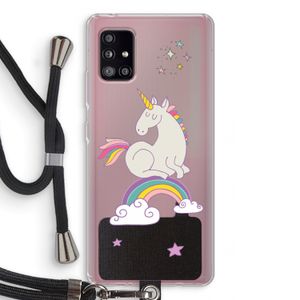 Regenboog eenhoorn: Samsung Galaxy A51 5G Transparant Hoesje met koord