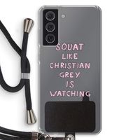 Christian Grey: Samsung Galaxy S21 FE Transparant Hoesje met koord