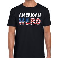 American hero tekst t-shirt zwart heren - thumbnail